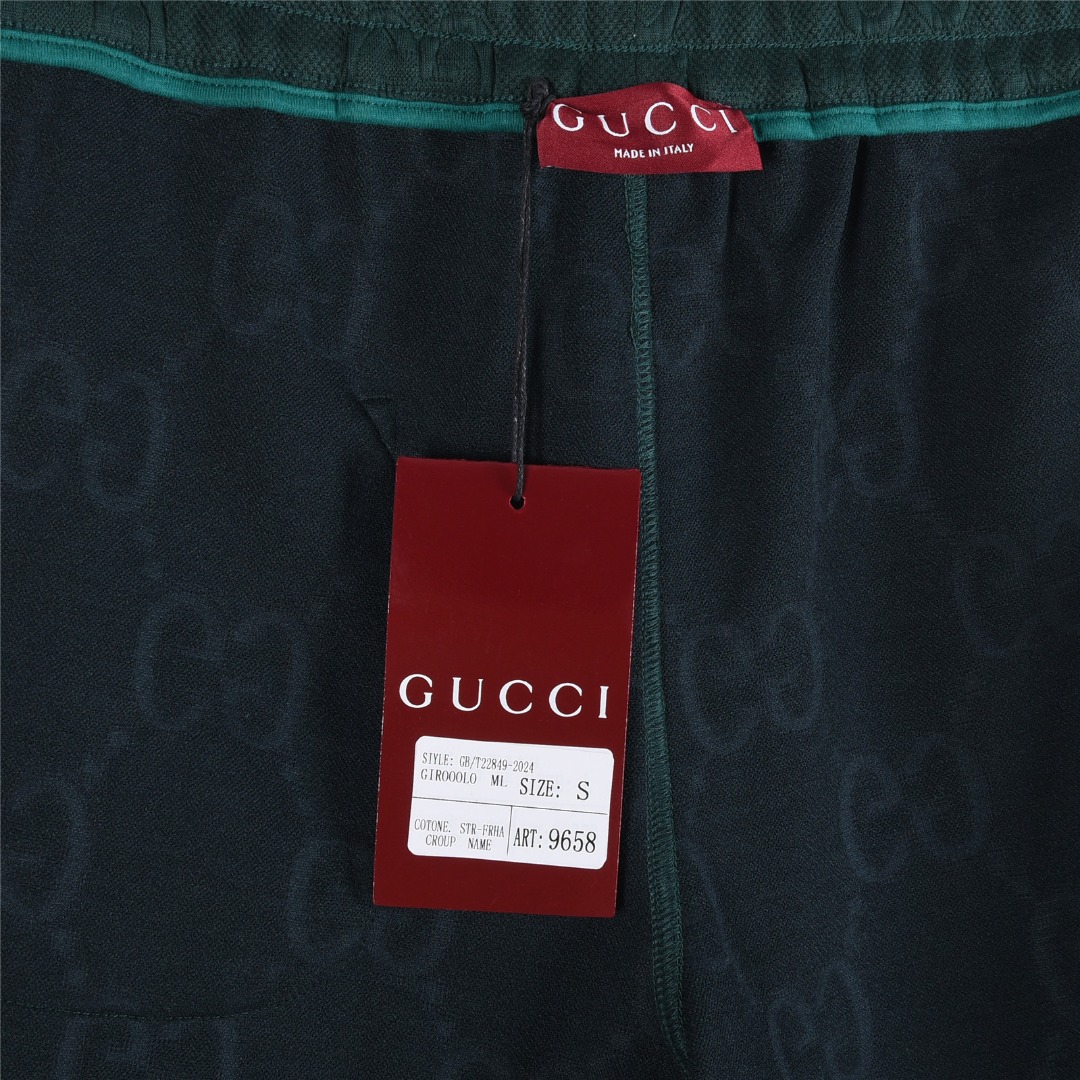 Gucci/古驰 25Fw 全幅双G提花红绿条织带套装运动长裤