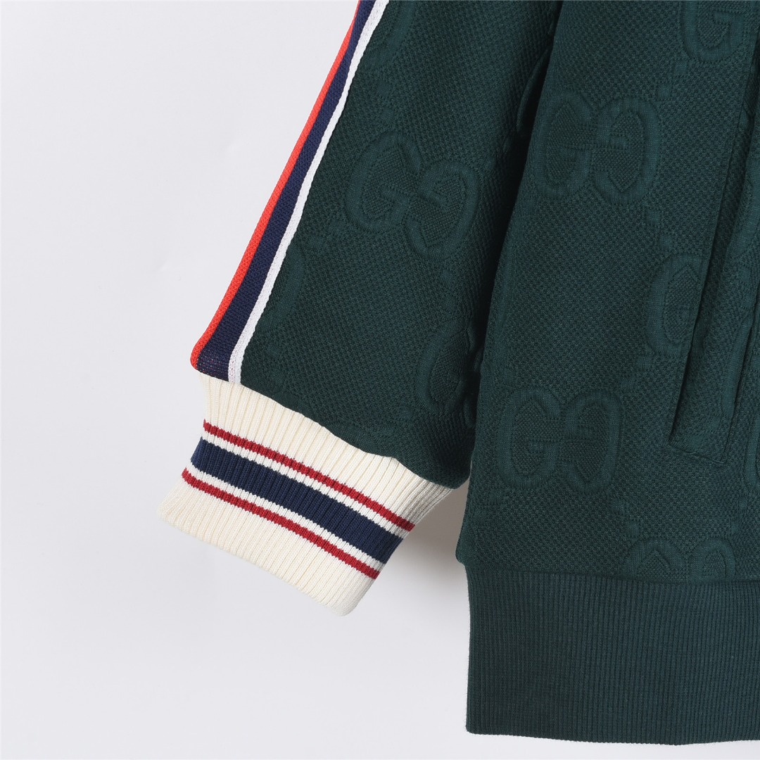 Gucci/古驰 25Fw 全幅双G提花红绿条织带套装外套 Gucci/古驰 25Fw 全幅双G提花红绿条织带套装外套