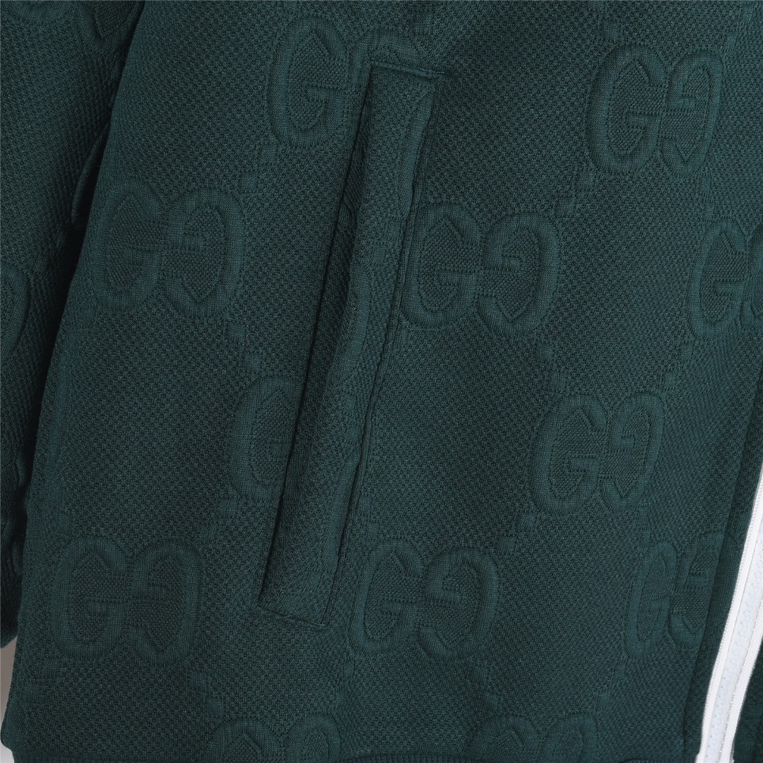 Gucci/古驰 25Fw 全幅双G提花红绿条织带套装外套 Gucci/古驰 25Fw 全幅双G提花红绿条织带套装外套