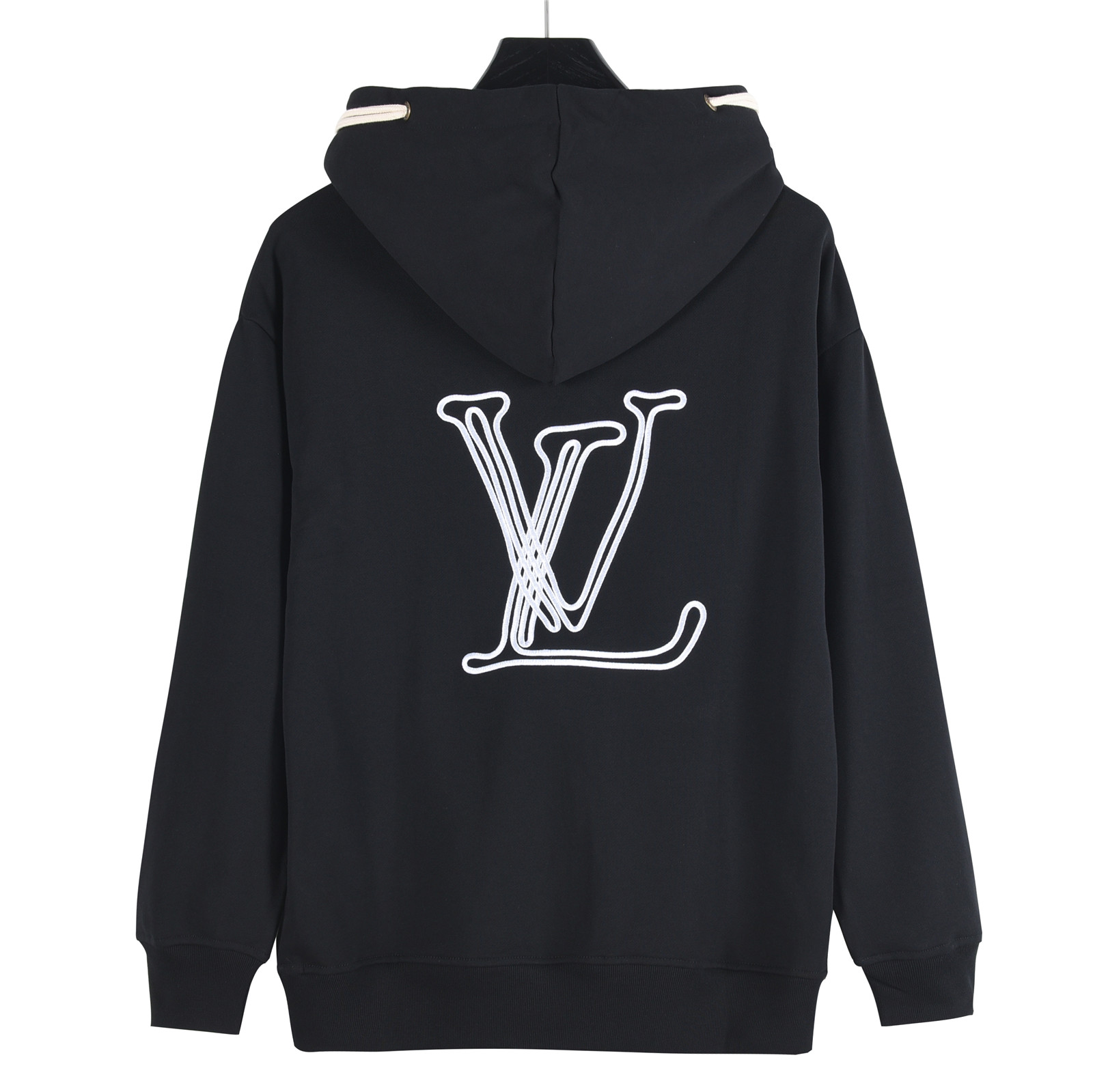Louis Vuitton/路易威登 25Fw 前后刺绣字母Logo连帽卫衣 米白色 黑色