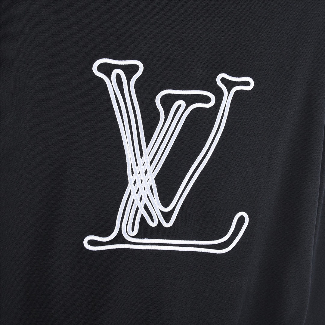 Louis Vuitton/路易威登 25Fw 前后刺绣字母Logo连帽卫衣 米白色 黑色