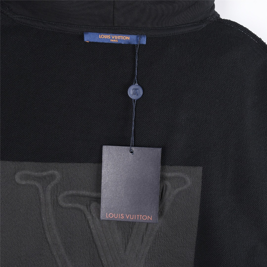 Louis Vuitton/路易威登 25Fw 前后刺绣字母Logo连帽卫衣 米白色 黑色