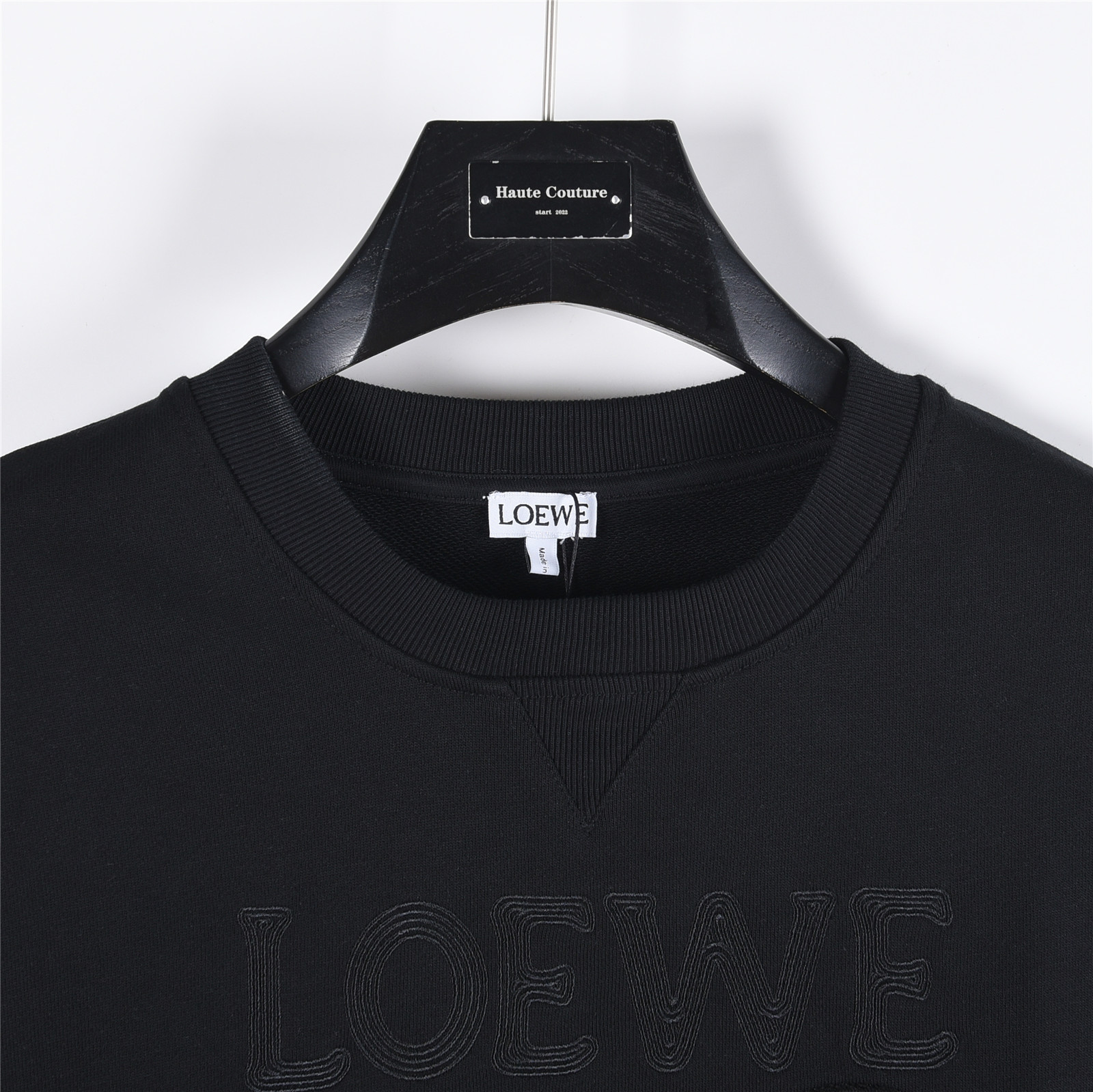 Loewe/罗意威 25fw 撞色字母针织图腾logo贴布刺绣卫衣