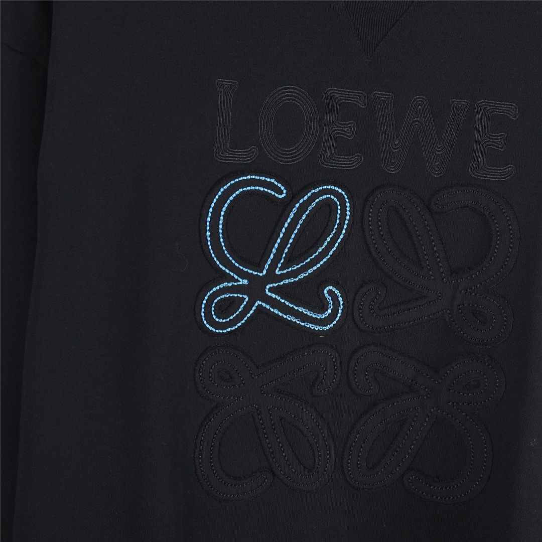 Loewe/罗意威 25fw 撞色字母针织图腾logo贴布刺绣卫衣