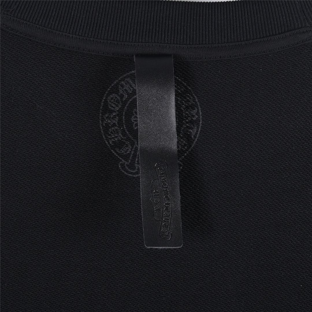 Chrome Hearts/克罗心 前后幅手袖马蹄梵文字母刺绣圆领卫衣 白色 黑色