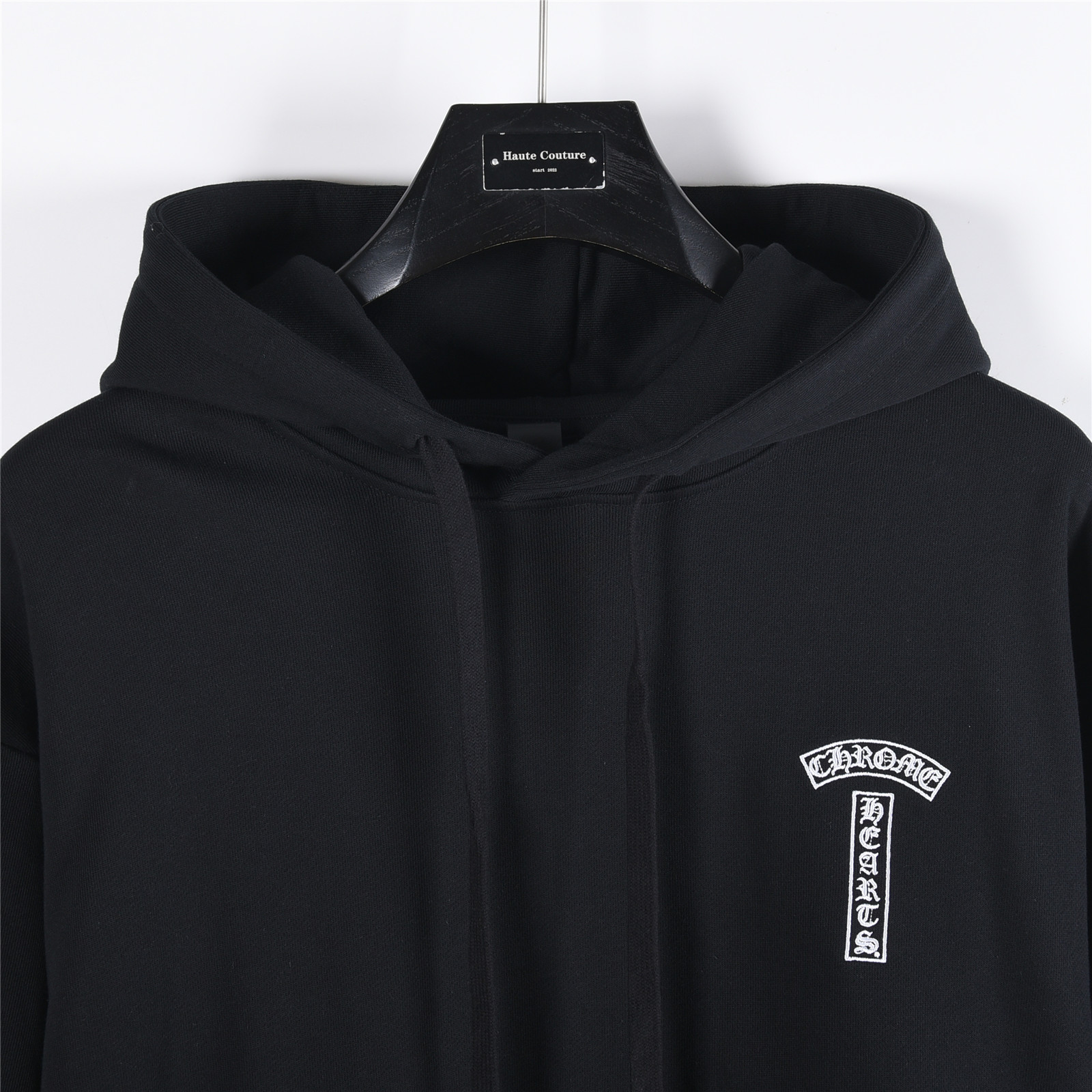 Chrome Hearts/克罗心 经典梵文字Logo绣花连帽卫衣白色 黑色
