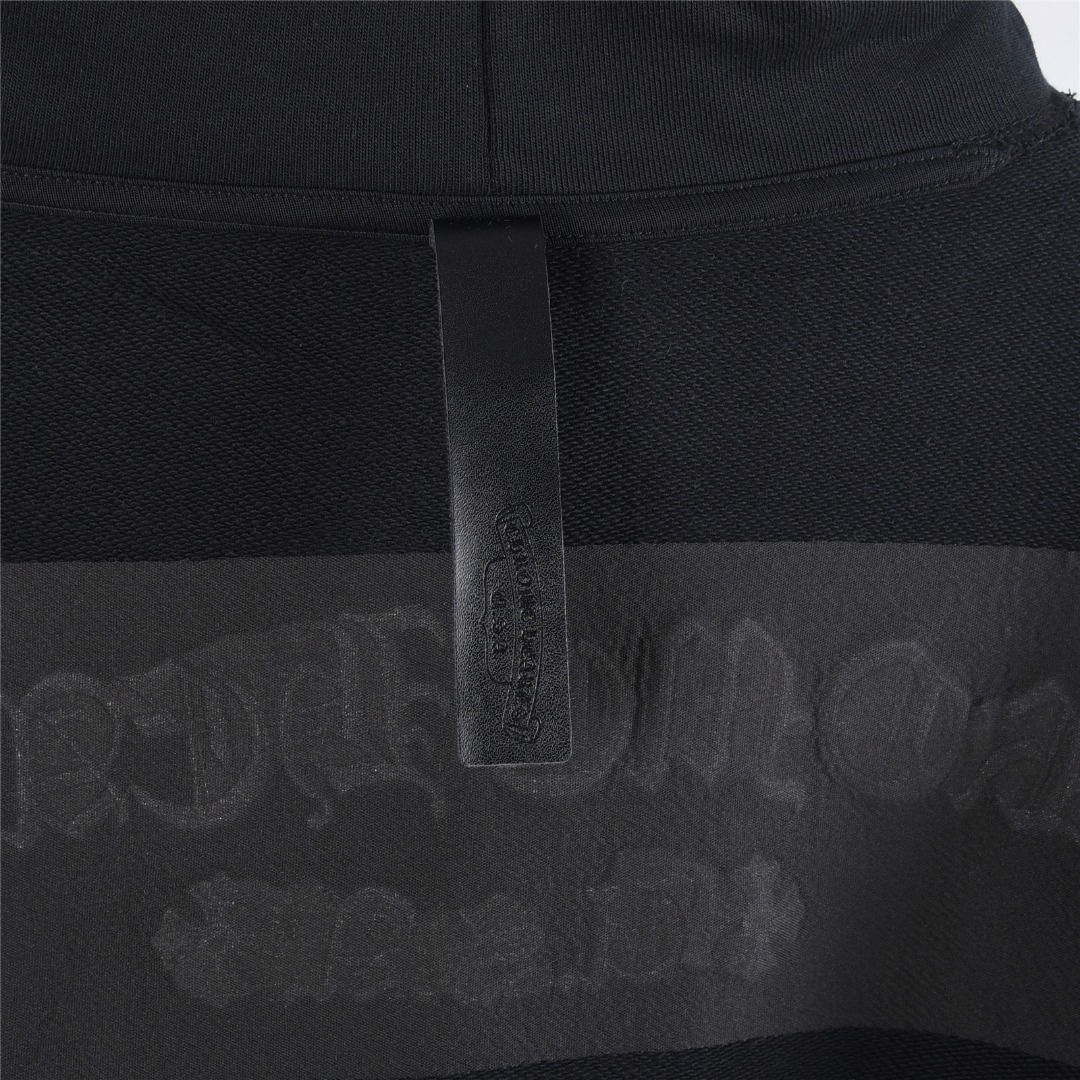 Chrome Hearts/克罗心 经典梵文字Logo绣花连帽卫衣白色 黑色
