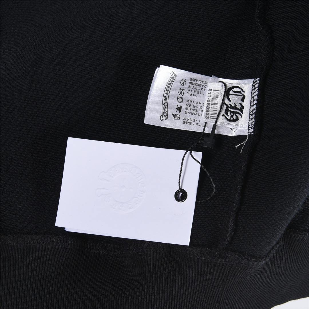 Chrome Hearts/克罗心 经典梵文字Logo绣花连帽卫衣白色 黑色