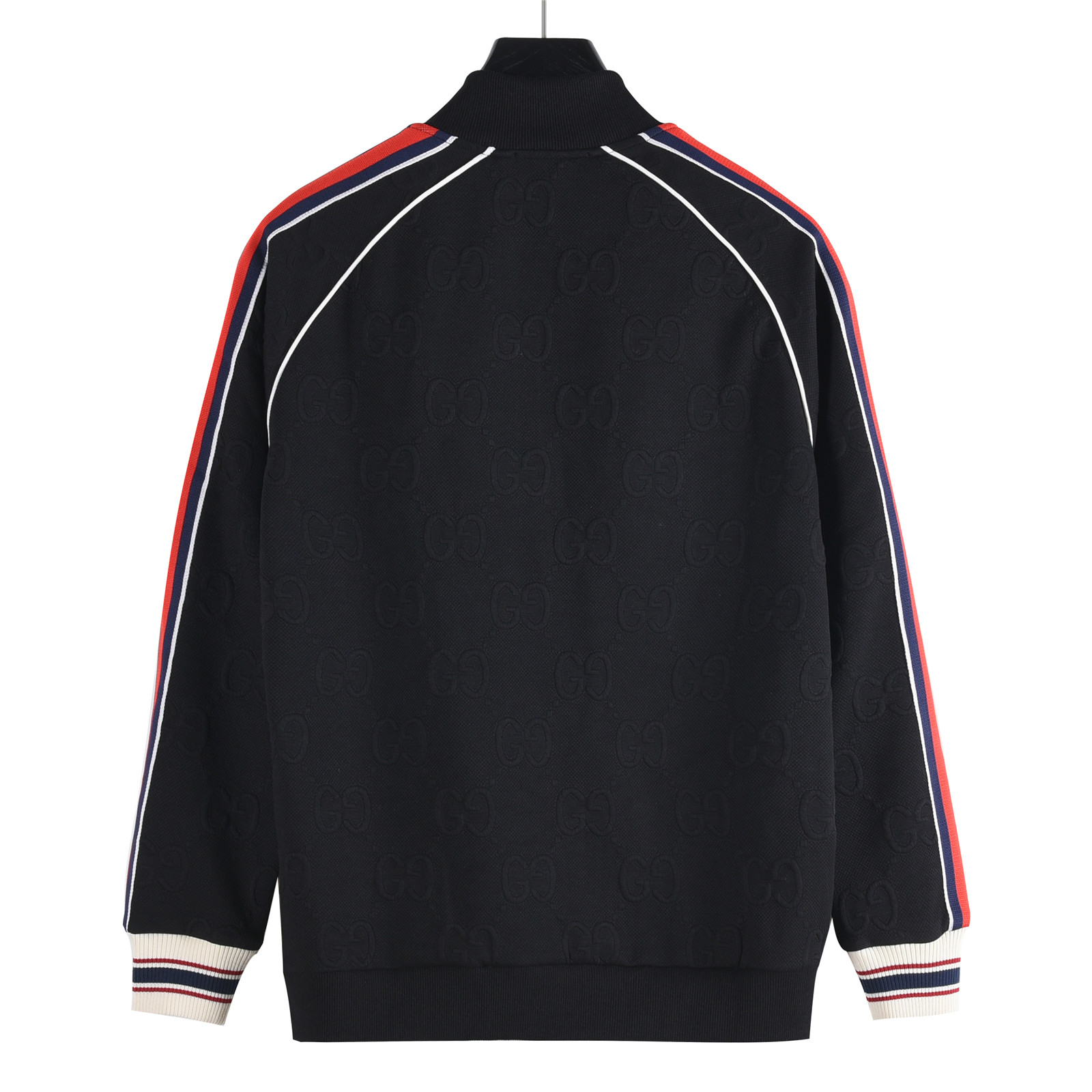 Gucci/古驰 25Fw 全幅双G提花红绿条织带套装外套 黑色 墨绿色