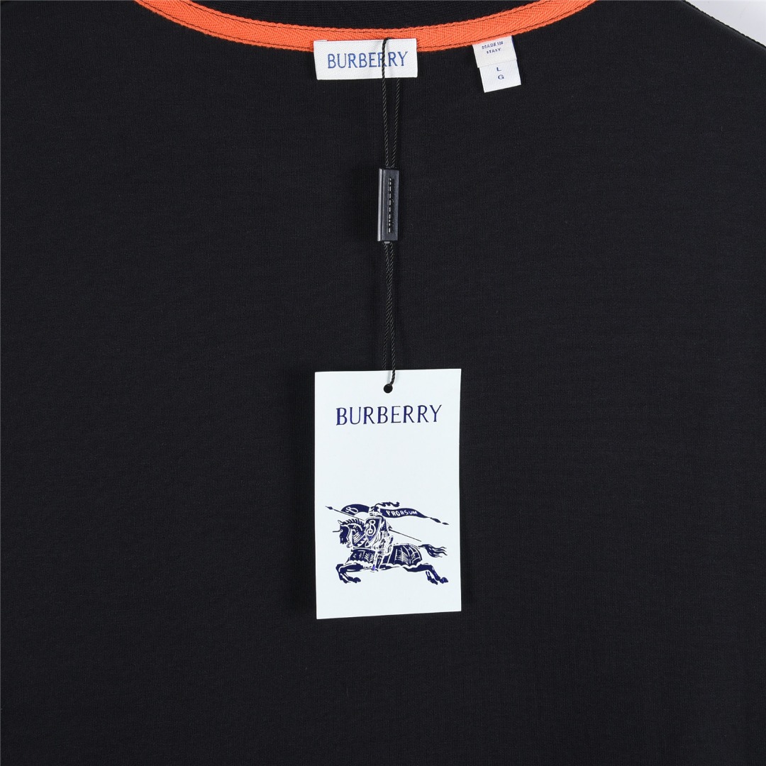 Burberry/巴宝莉 25Fw 胸口小标刺绣及袖子战马硅胶长袖T恤 白色 黑色