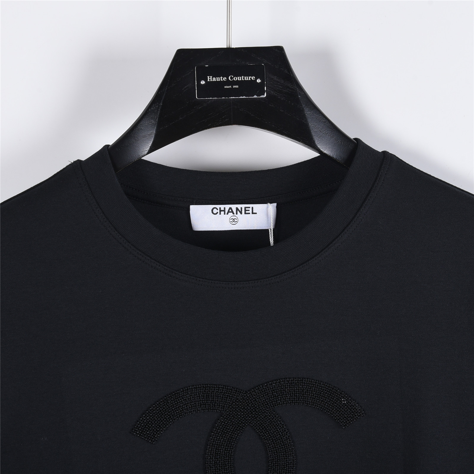 CHANEL/香奈儿 25Fw 暗纹双C大logo字母立体刺绣长袖T恤