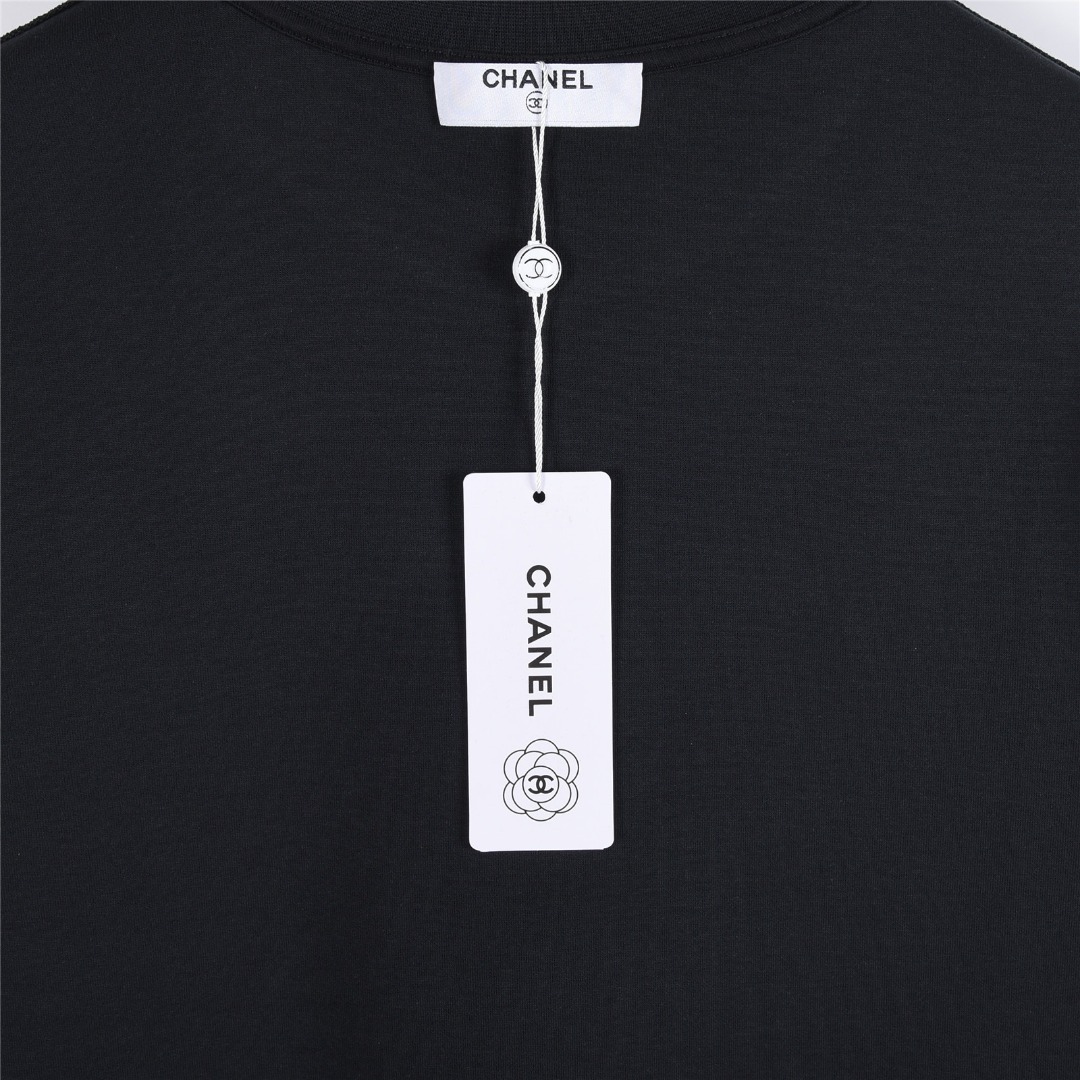 CHANEL/香奈儿 25Fw 暗纹双C大logo字母立体刺绣长袖T恤