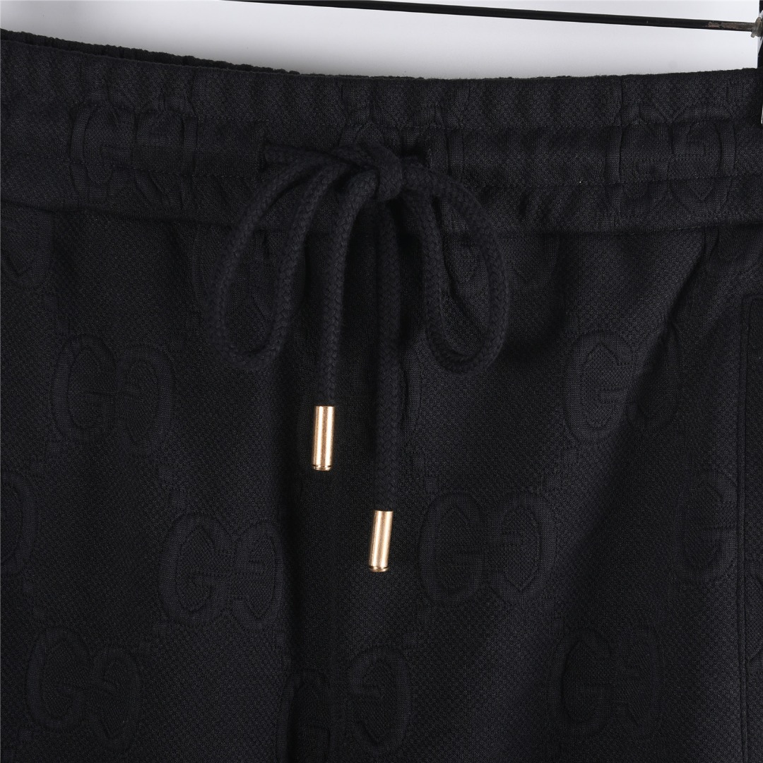 Gucci/古驰 25Fw 双G暗纹提花红绿织带拼接套装长裤 黑色 白色