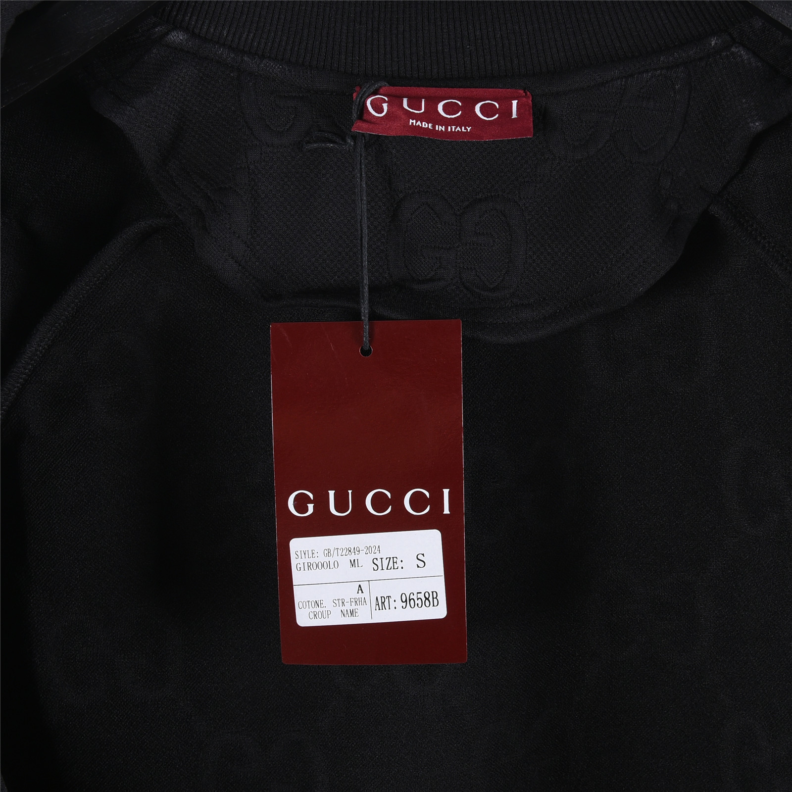 Gucci/古驰 25Fw 双G暗纹提花红绿织带拼接连帽套装拉链外套 黑色 白色