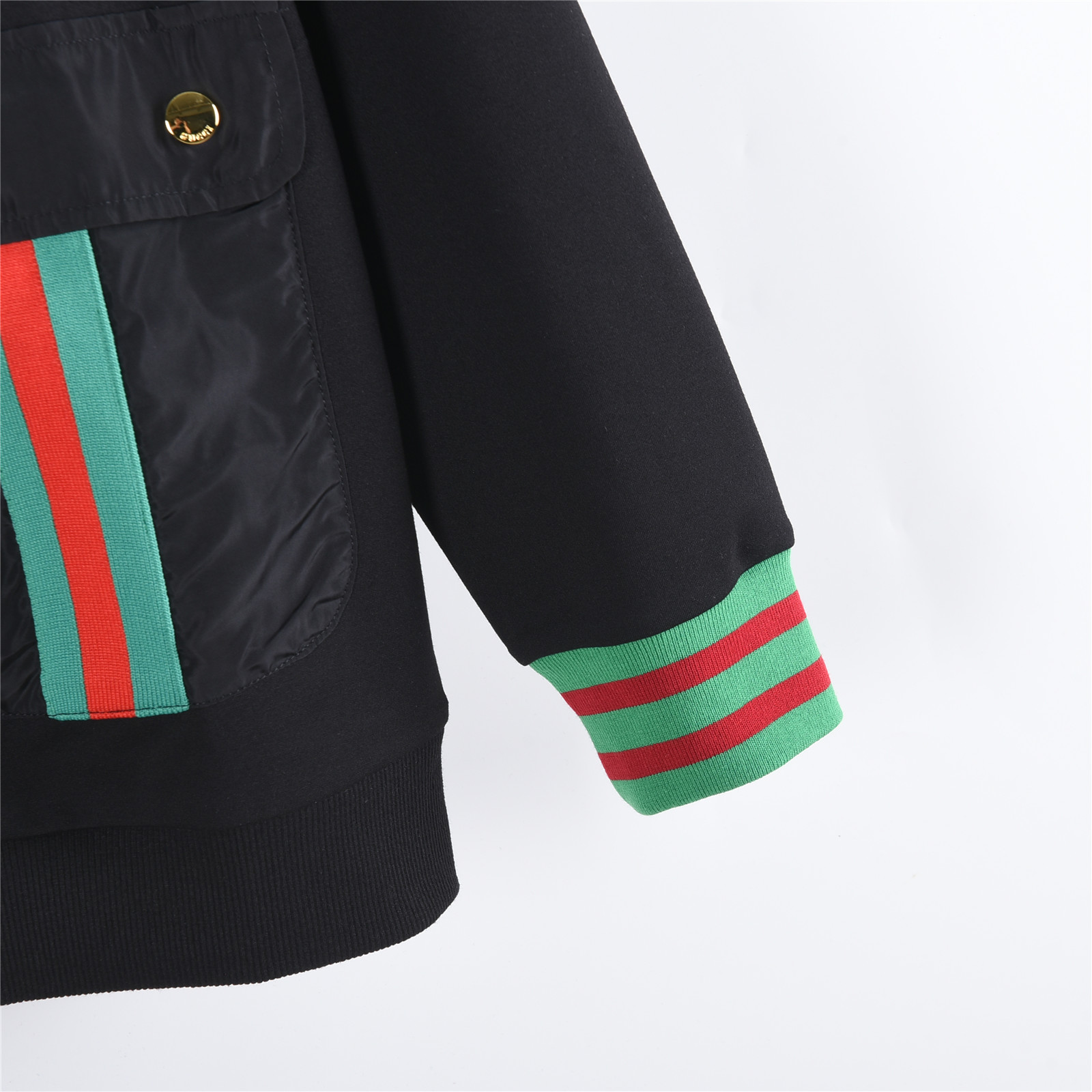 Gucci/古驰 25Fw 口袋竖条织带拉链工装连帽套装外套