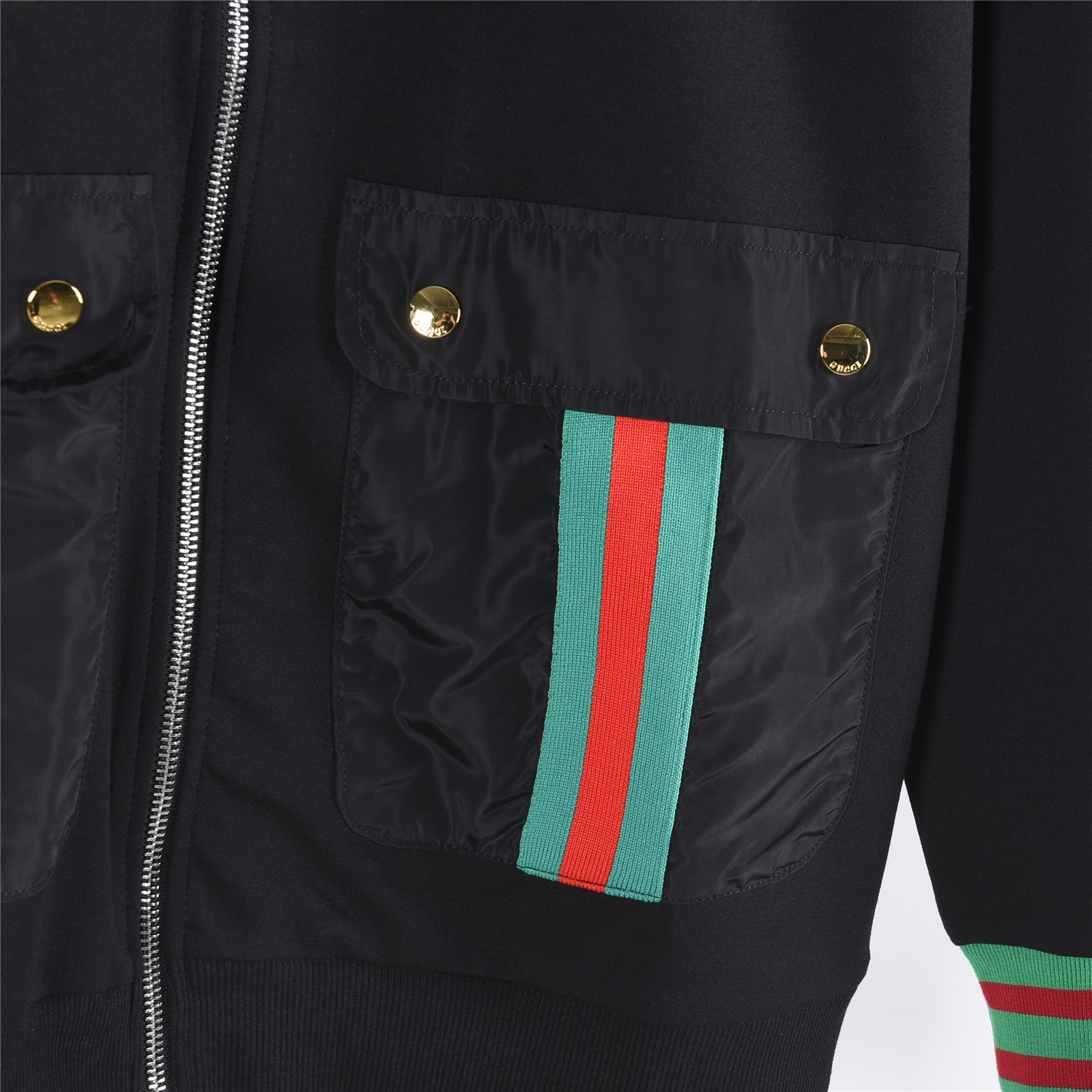 Gucci/古驰 25Fw 口袋竖条织带拉链工装连帽套装外套