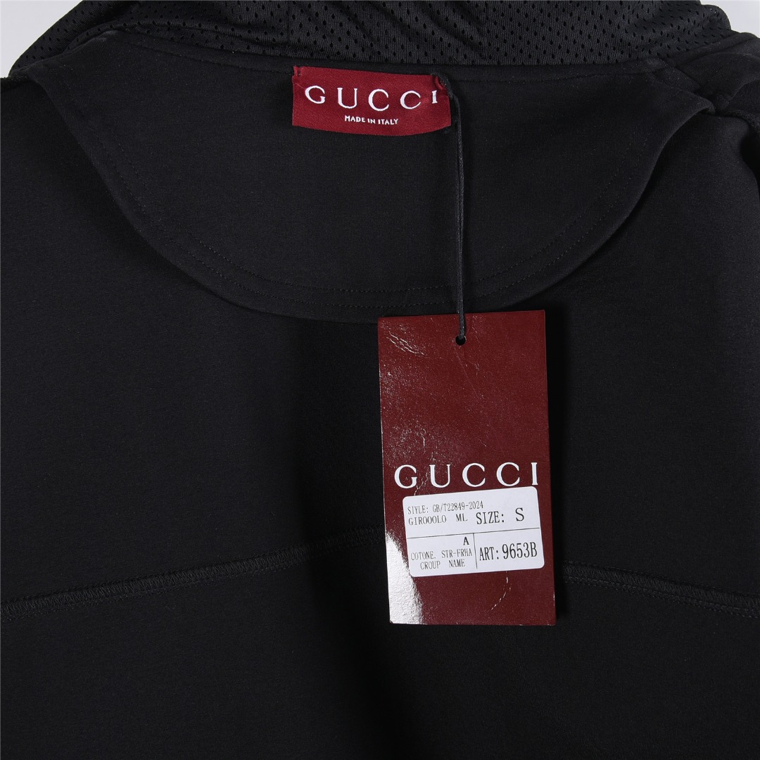 Gucci/古驰 25Fw 口袋竖条织带拉链工装连帽套装外套