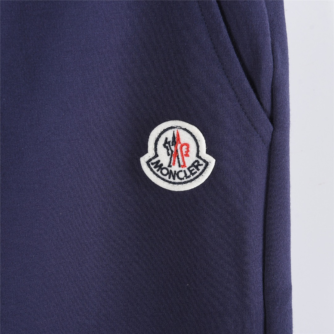 Moncler/蒙口 25Fw 红蓝织带拼接徽章logo套装长裤 宝蓝色