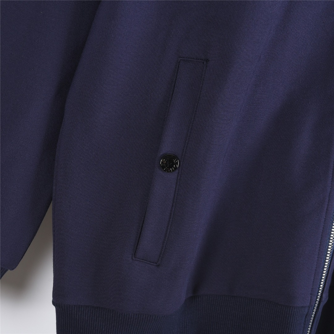 Moncler/蒙口 25Fw 红蓝织带拼接徽章logo套装拉链外套 宝蓝色