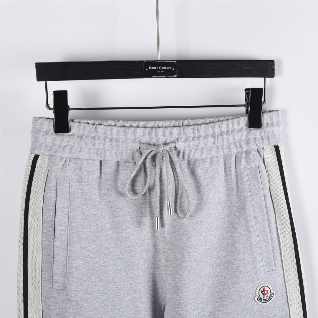 Moncler/蒙口 25Fw 简约徽标logo侧边织带拼接套装长裤 黑色 灰色