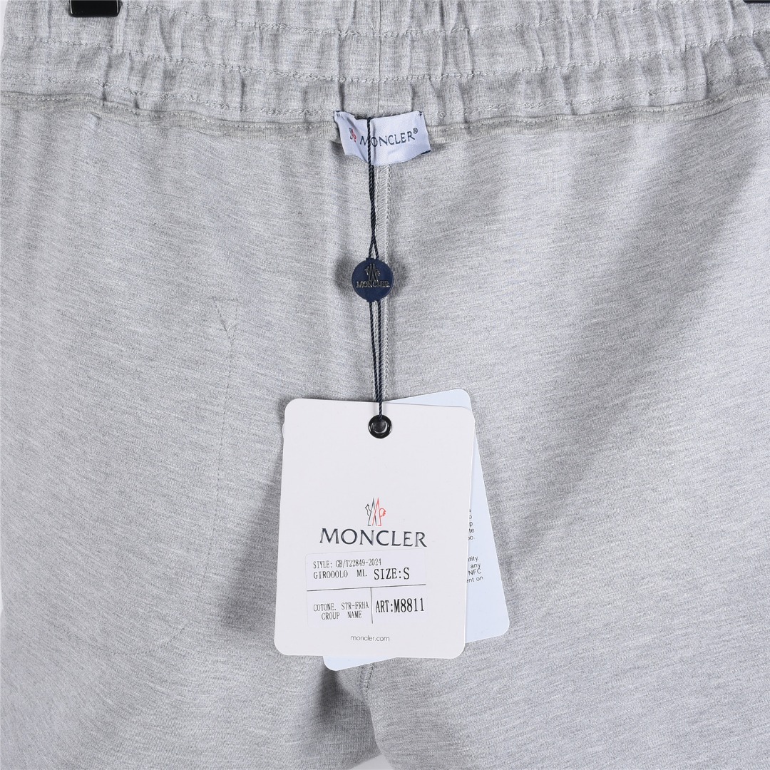 Moncler/蒙口 25Fw 简约徽标logo侧边织带拼接套装长裤 黑色 灰色
