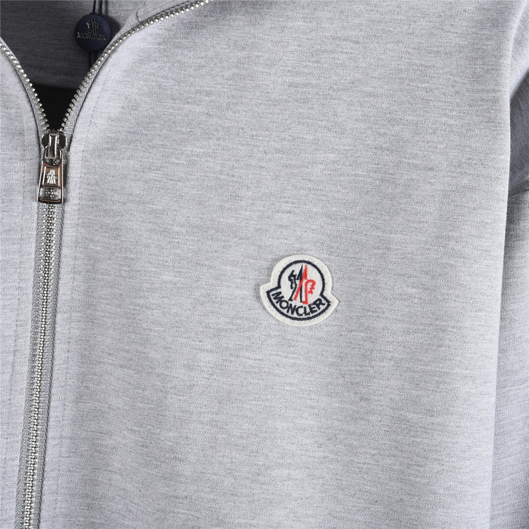 Moncler/蒙口 25Fw 简约徽标logo侧边织带拼接套装拉链外套 黑色 灰色