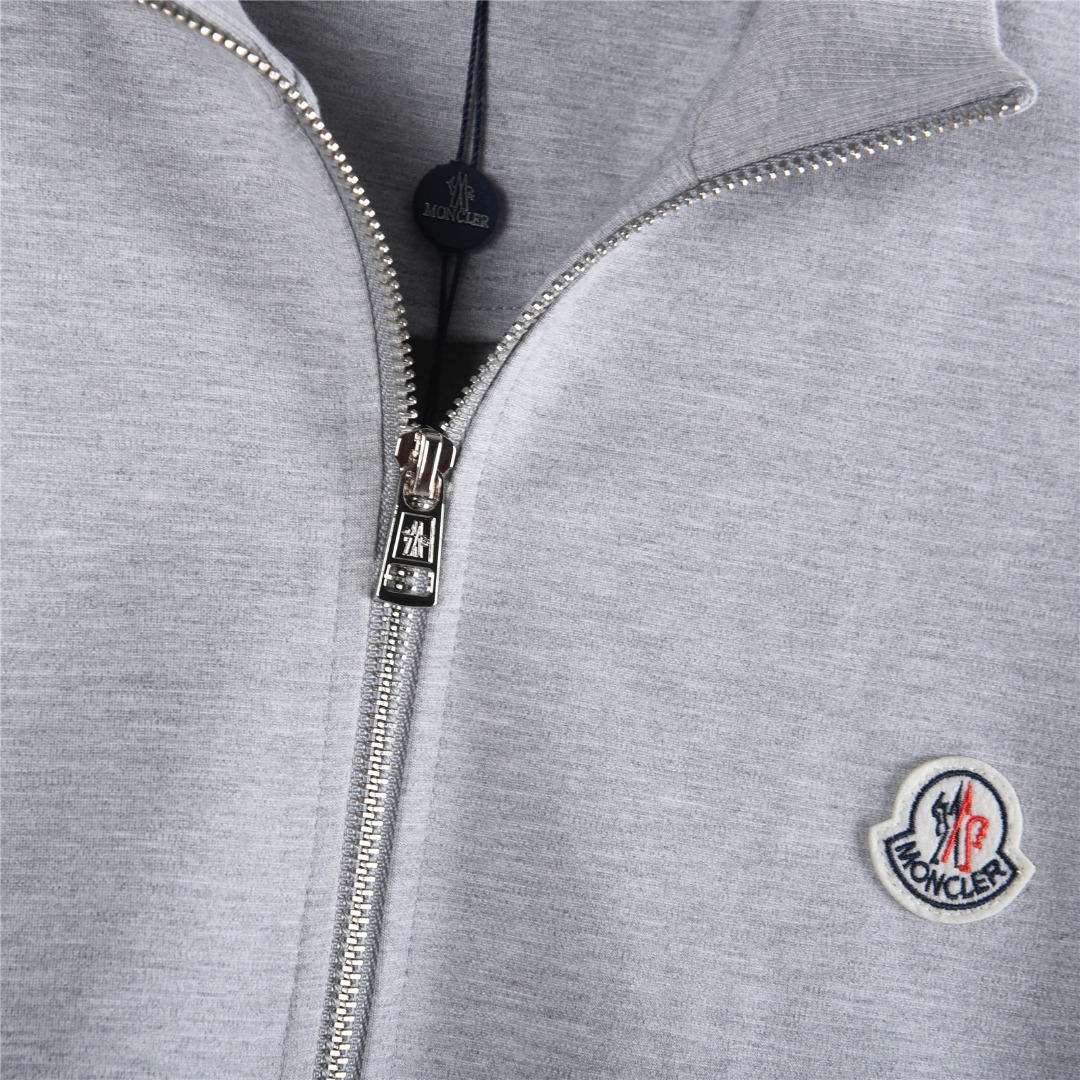 Moncler/蒙口 25Fw 简约徽标logo侧边织带拼接套装拉链外套 黑色 灰色