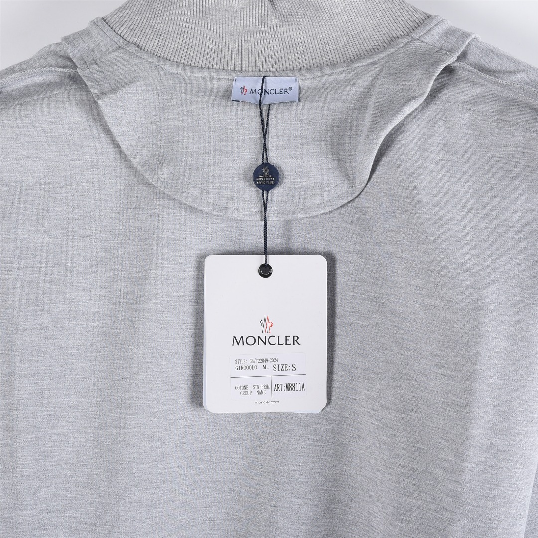 Moncler/蒙口 25Fw 简约徽标logo侧边织带拼接套装拉链外套 黑色 灰色