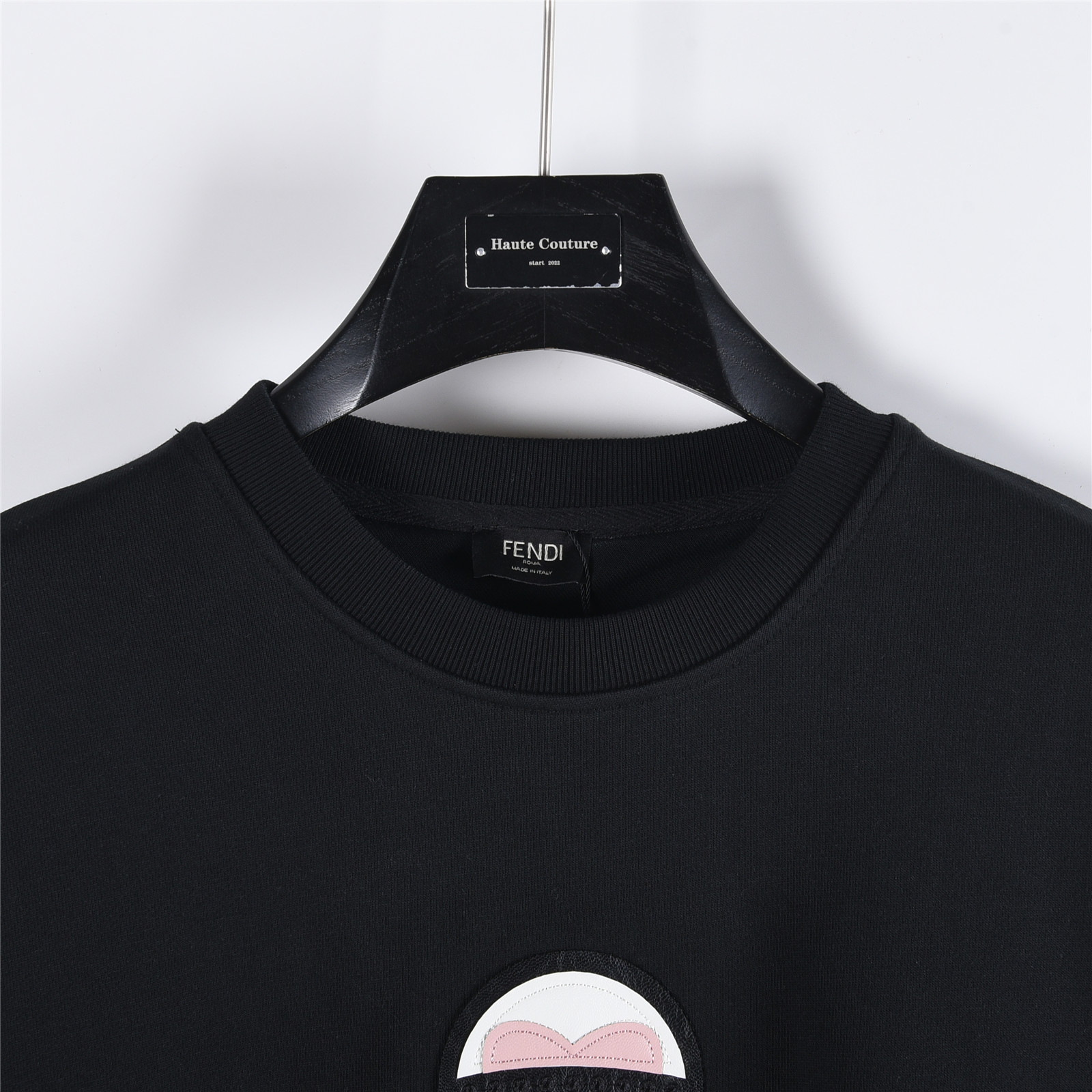 Fendi /芬迪 25Fw 老佛爷贴皮绣花字母签名Logo卫衣白色 黑色