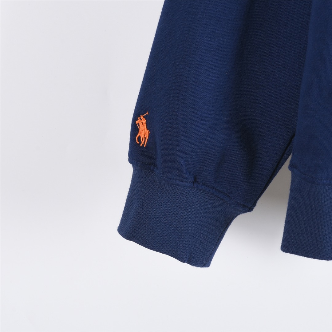 Ralph Lauren/拉夫劳伦 胸前毛巾绣logo薄绒连帽卫衣 灰色 蓝色