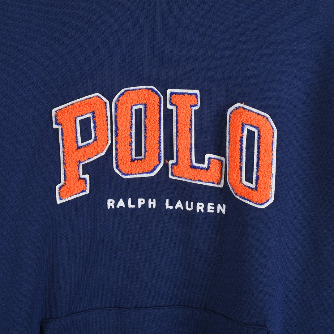 Ralph Lauren/拉夫劳伦 胸前毛巾绣logo薄绒连帽卫衣 灰色 蓝色