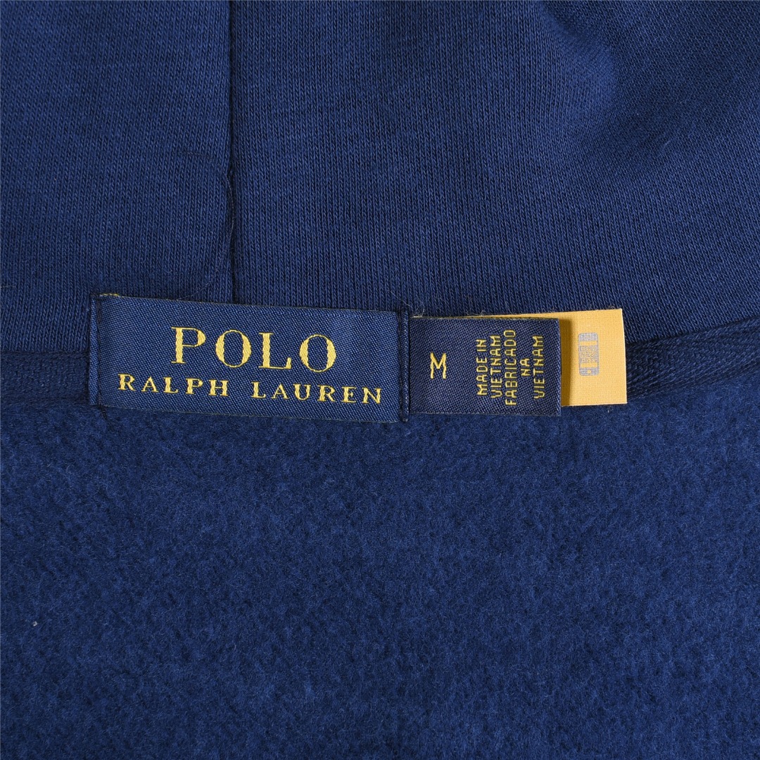 Ralph Lauren/拉夫劳伦 胸前毛巾绣logo薄绒连帽卫衣 灰色 蓝色
