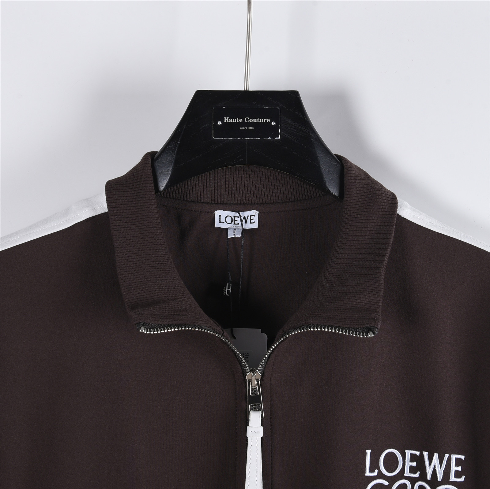 Loewe/罗意威 25Fw 拼色织带徽标刺绣套装拉链外套 棕色