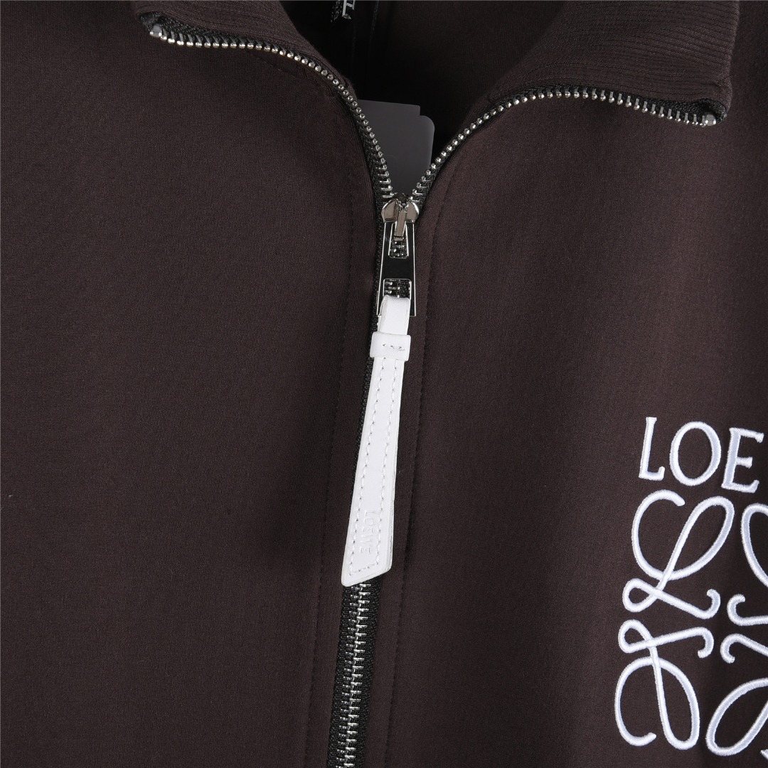 Loewe/罗意威 25Fw 拼色织带徽标刺绣套装拉链外套 棕色
