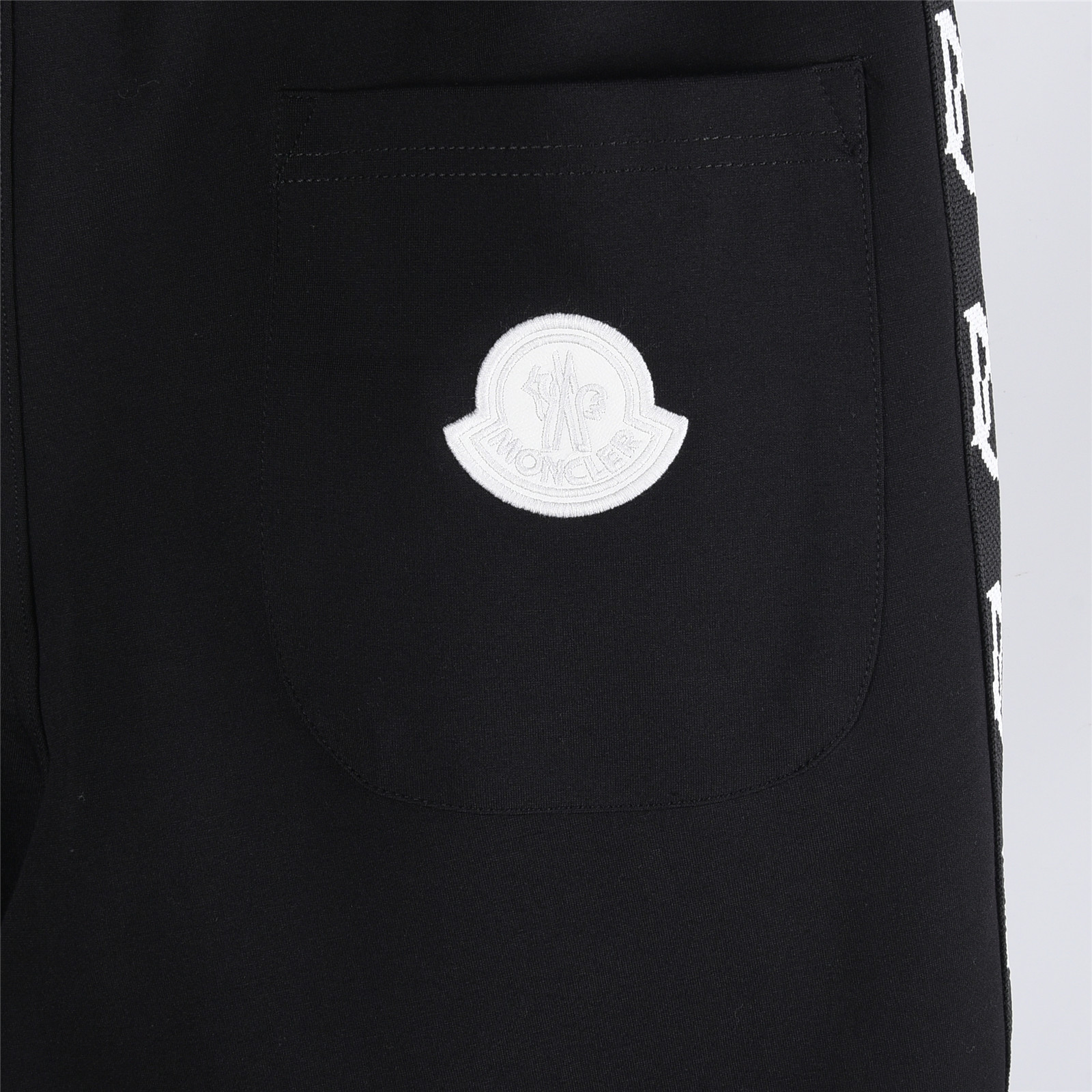Moncler/蒙口 25Fw 拼色刺绣微标logo织带套装长裤 黑色