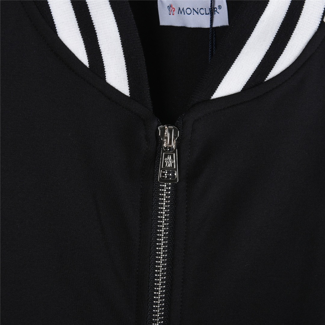 Moncler/蒙口 25Fw 拼色刺绣微标logo织带套装拉链外套 黑色