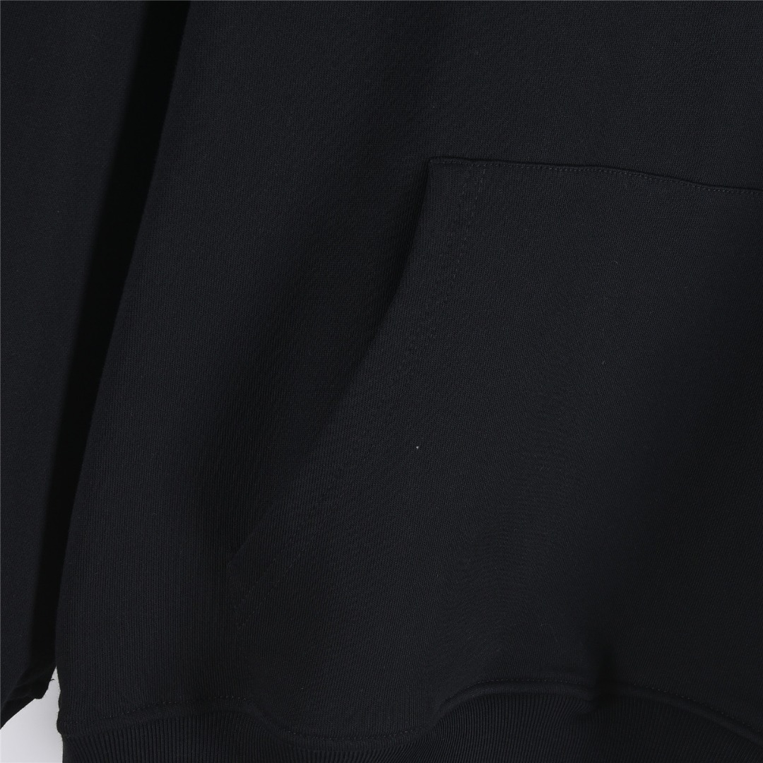 Gucci/古驰 25Fw 简约双G刺绣连帽卫衣 黑色