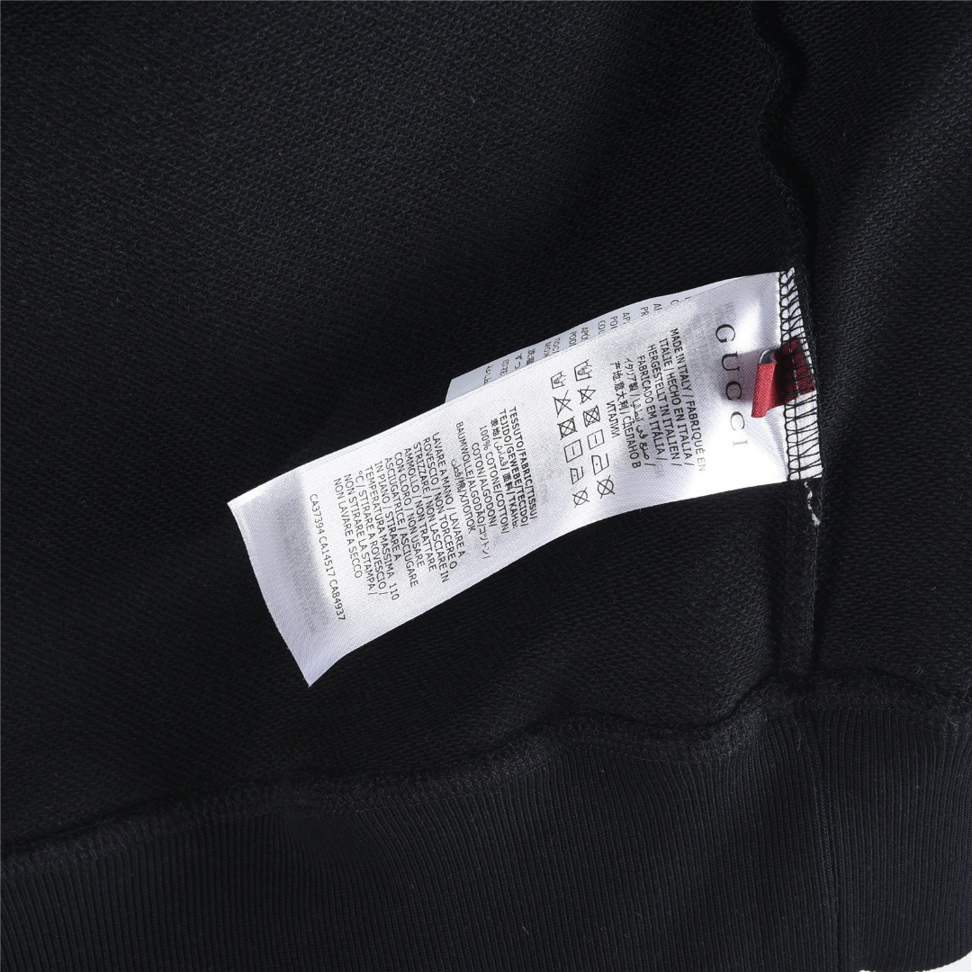 Gucci/古驰 25Fw 简约双G刺绣连帽卫衣 黑色