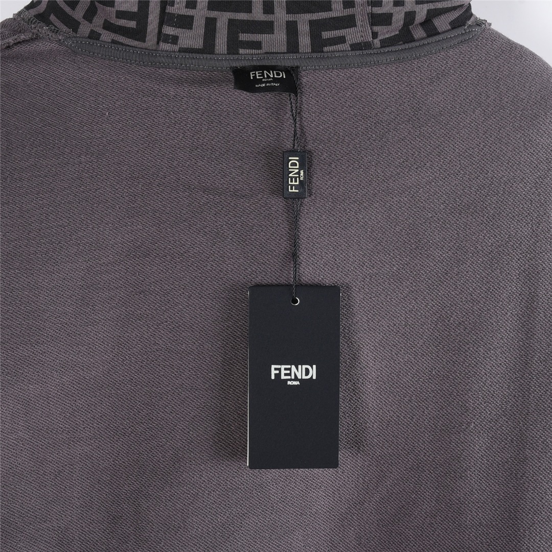 Fendi/芬迪 25Fw 领口FF刺绣内衬满印连帽卫衣 黑色 白色 灰色