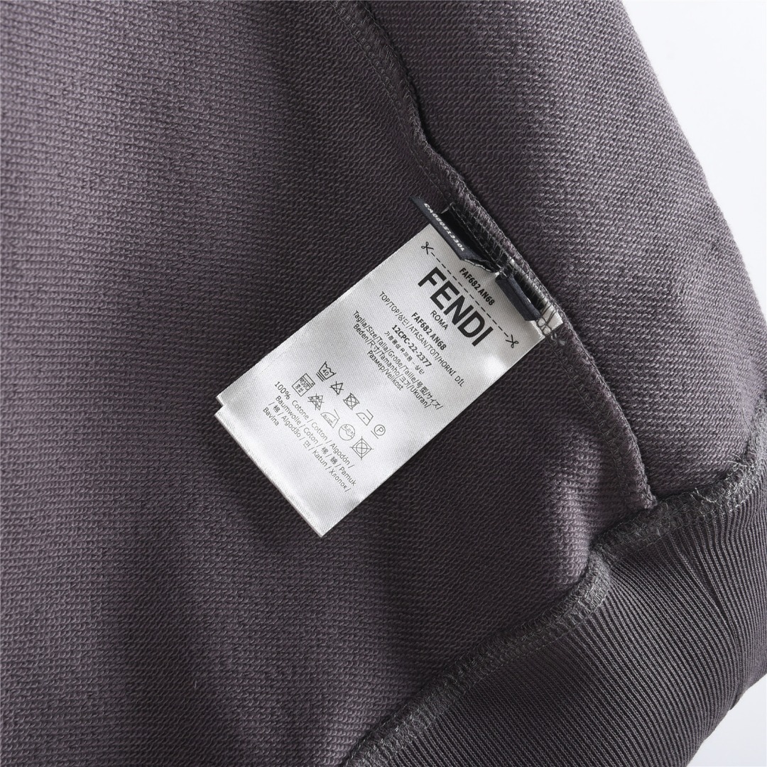 Fendi/芬迪 25Fw 领口FF刺绣内衬满印连帽卫衣 黑色 白色 灰色