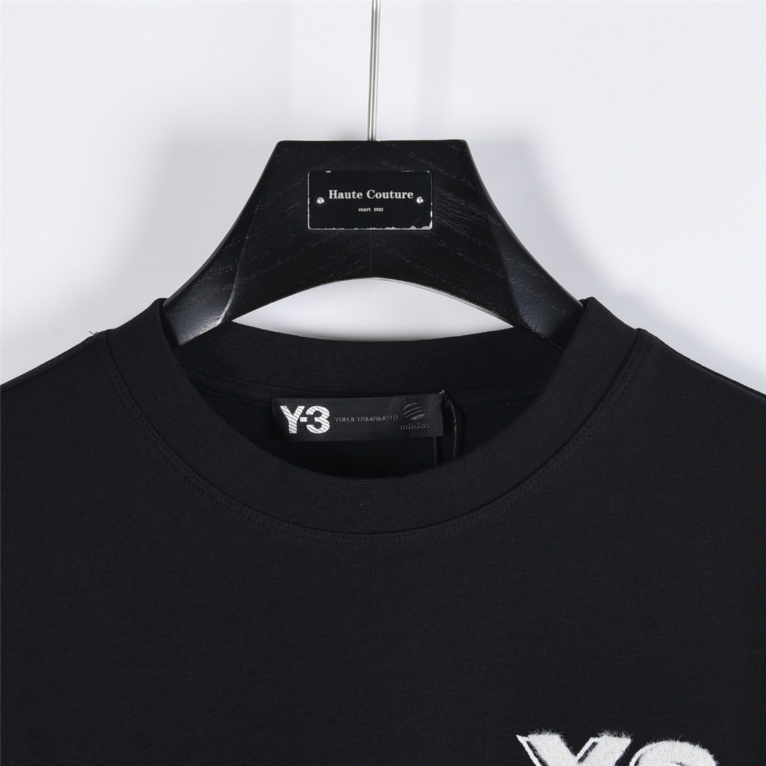 Y-3 /山本耀司 25Fw 字母logo签名刺绣长袖T恤 定织定染 水洗柔滑长绒棉 黑色 白色
