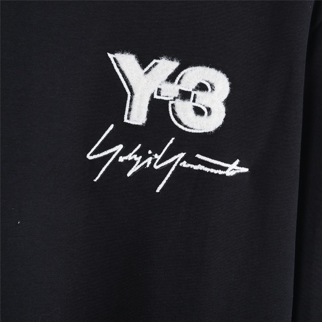 Y-3 /山本耀司 25Fw 字母logo签名刺绣长袖T恤 定织定染 水洗柔滑长绒棉 黑色 白色
