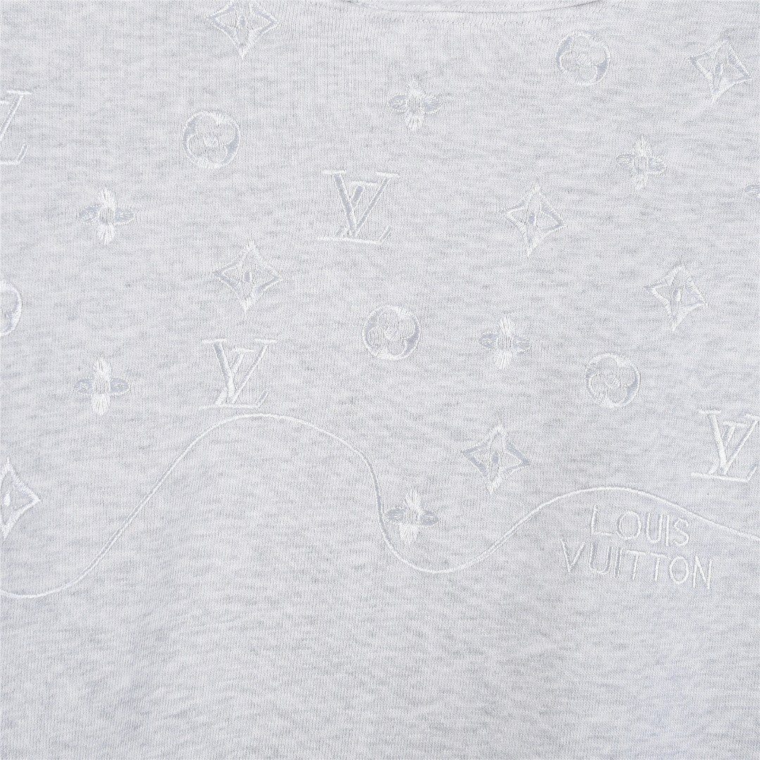 Louis Vuitton/路易威登 25Fw 暗纹老花半身拼接刺绣连帽卫衣