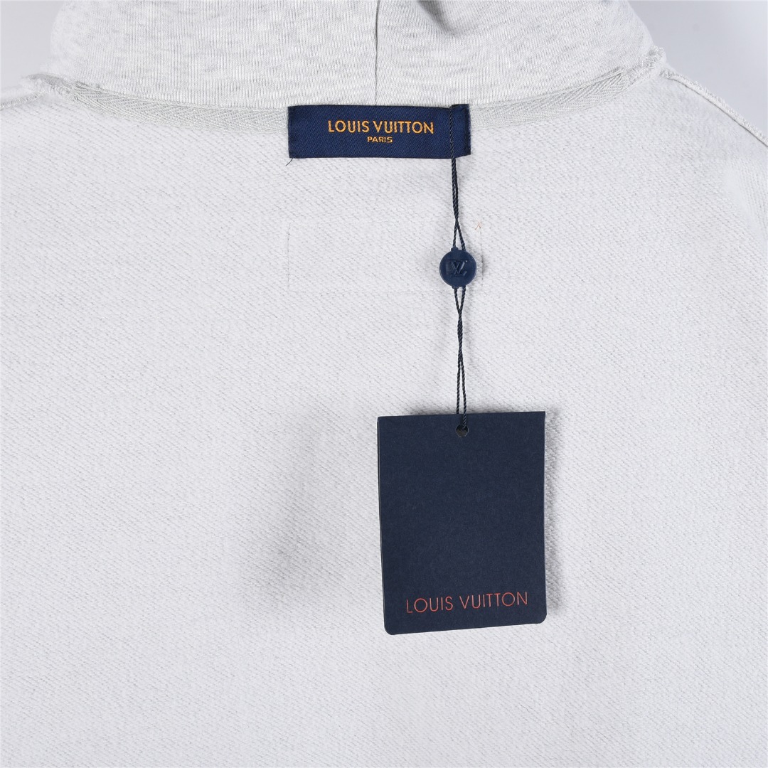 Louis Vuitton/路易威登 25Fw 暗纹老花半身拼接刺绣连帽卫衣