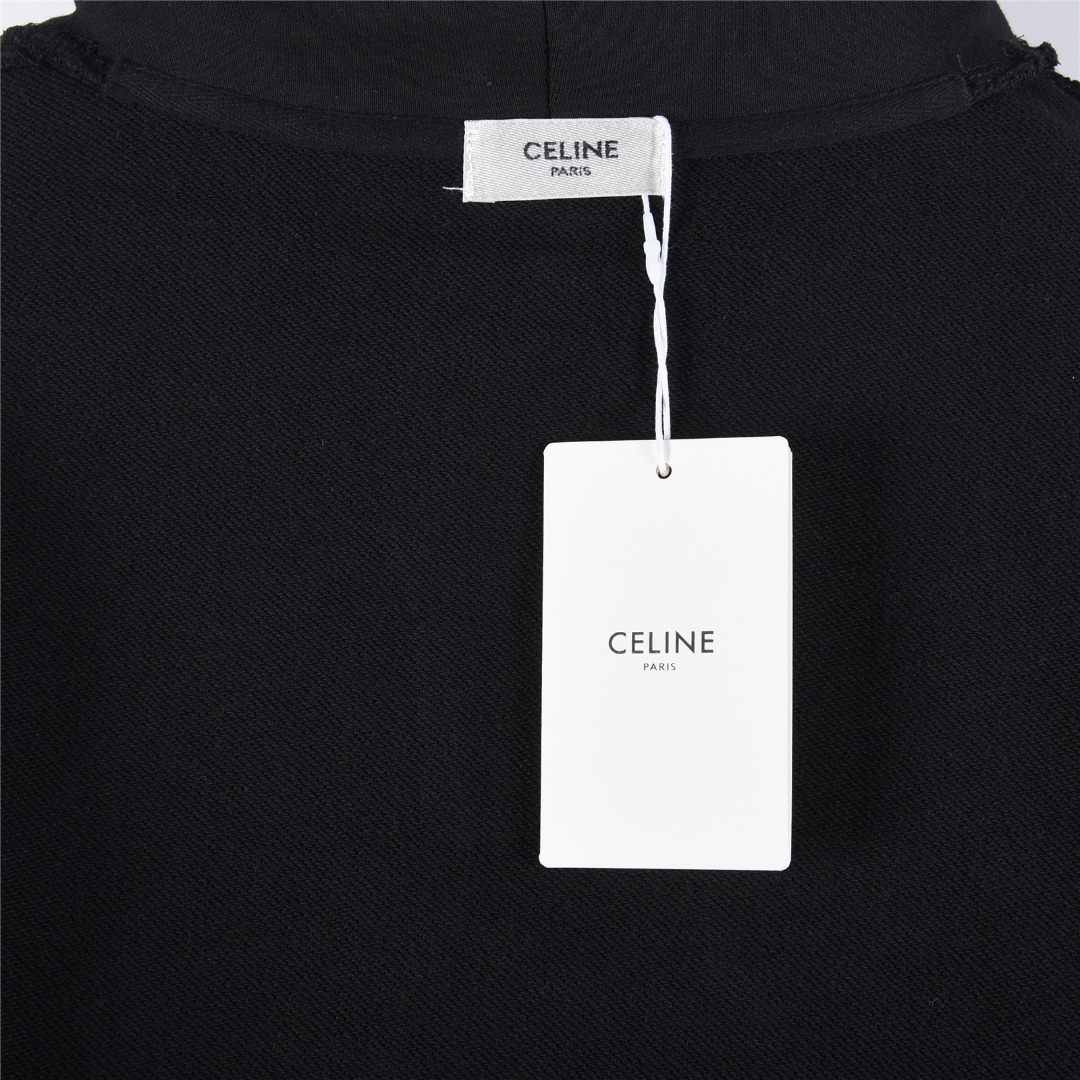 Celine/赛琳 字母logo织带连帽卫衣 黑色 灰色