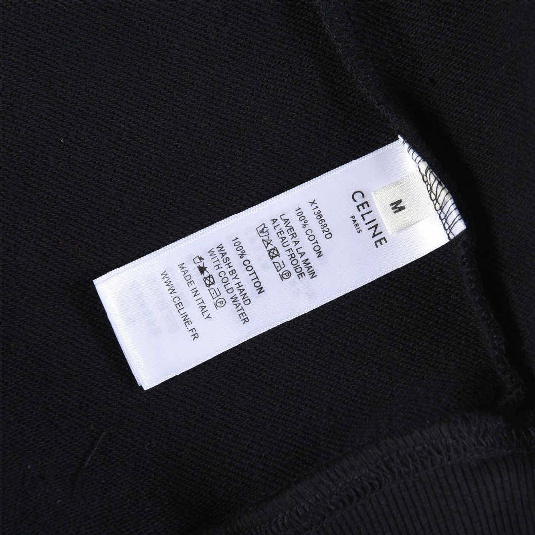 Celine/赛琳 字母logo织带连帽卫衣 黑色 灰色
