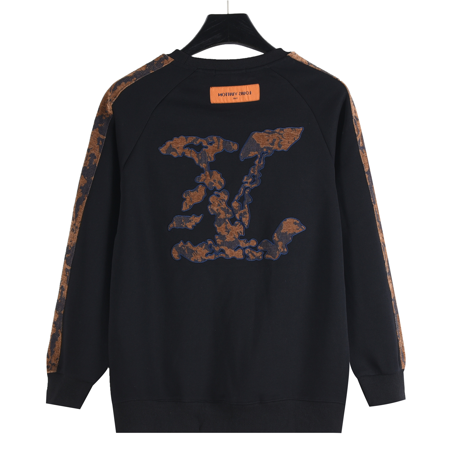 Louis Vuitton/路易威登 25Fw 织锦云朵贴布刺绣织带拼接卫衣 黑色 白色
