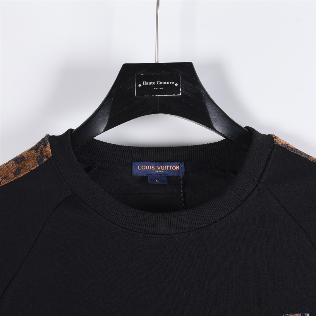 Louis Vuitton/路易威登 25Fw 织锦云朵贴布刺绣织带拼接卫衣 黑色 白色