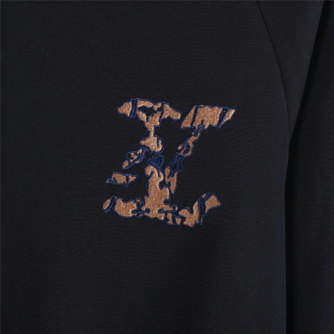Louis Vuitton/路易威登 25Fw 织锦云朵贴布刺绣织带拼接卫衣 黑色 白色