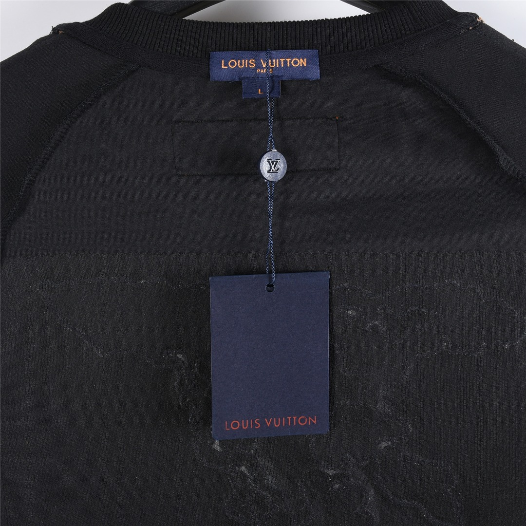 Louis Vuitton/路易威登 25Fw 织锦云朵贴布刺绣织带拼接卫衣 黑色 白色